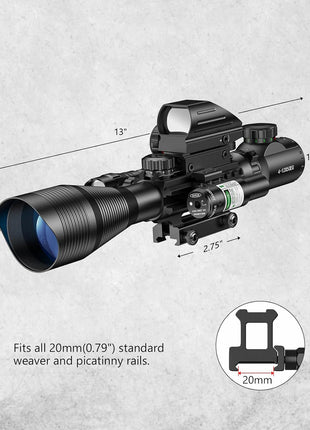 The Specification of CVLIFE EagleFeather 4-12x50 5 in 1 Rifle Scope Combo