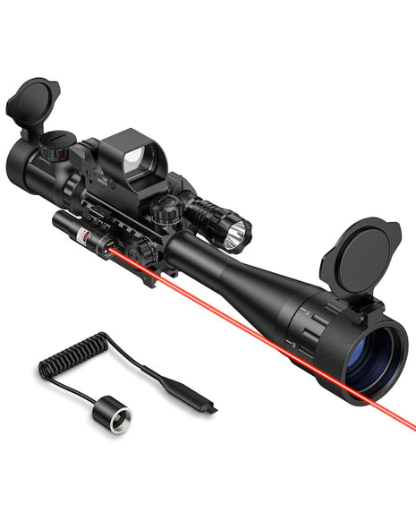 CVLIFE EagleFeather 6-24x50 AO Rifle Scope Combo with Red Laser