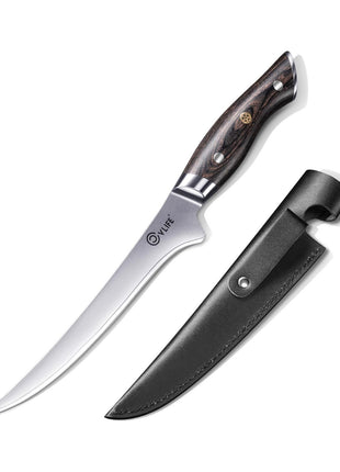 CVLIFE Fillet Knife with Leather Sheath, 7.2" Razor Sharp 10Cr15Mov Steel Blade