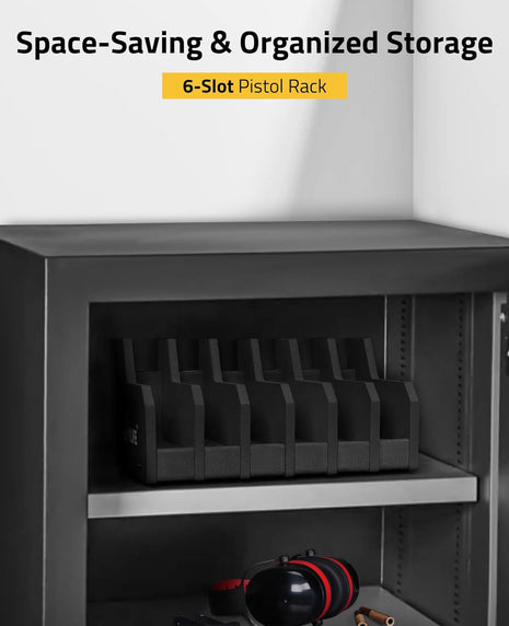 6-Slot Pistol Rack Features Space-Savings & Organized Storage
