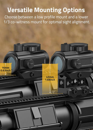 Motion Awake Red Dot Sight with  Versatile Mounting Options