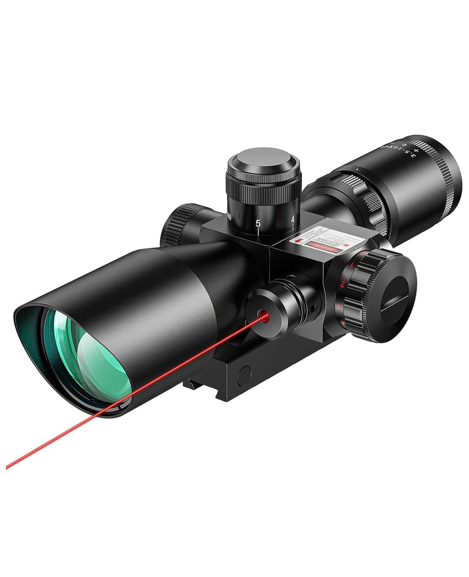 CVLIFE FoxSpook 2.5-10x40 Mil-dot Rifle Scope with Red/Green Laser Com