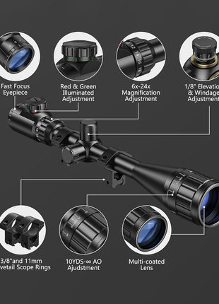 CVLIFE FoxSpook 6-24x50 AO Rifle Scope  Structure 