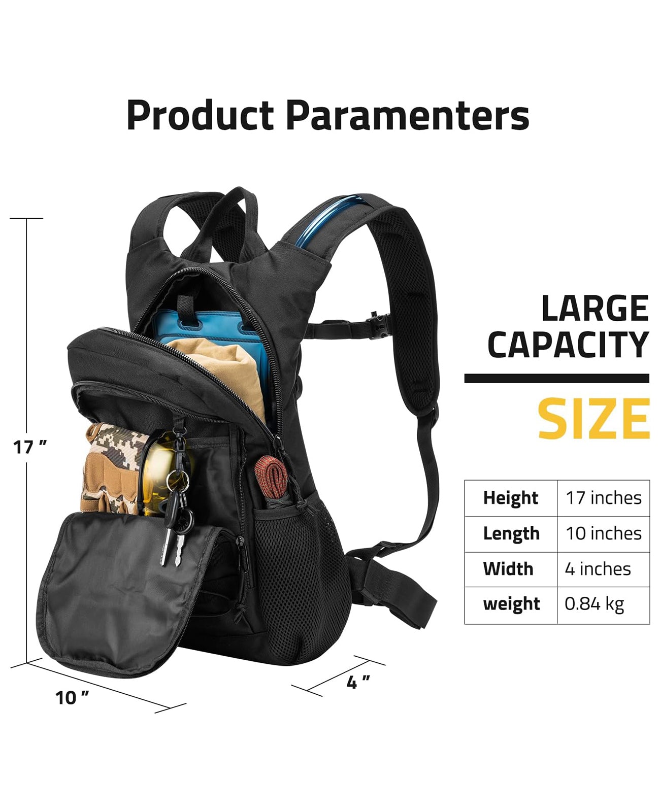 Zaino da trekking CVLIFE con sacca d'acqua da 3L