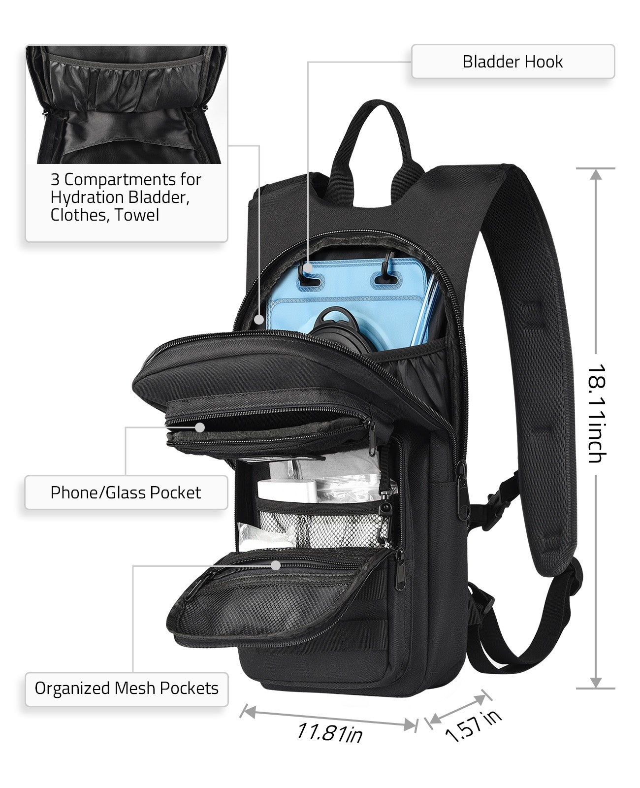 backpack with hydration and laptop CVLIFE Hydration Backpack with 3L TPU Water Bladder