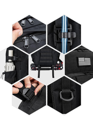 The backpack is made of 900D x 600D PVC material