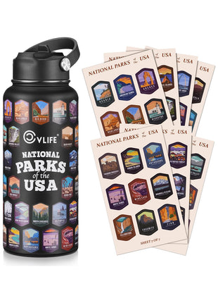 CVLIFE National Park Water Bottle with 63 Waterproof Park Stickers