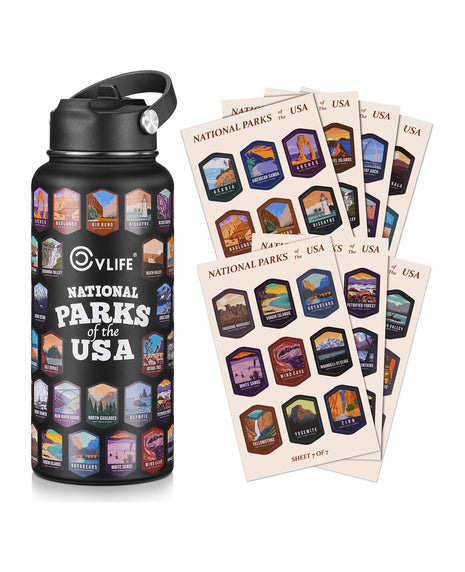 CVLIFE National Park Water Bottle with 63 Waterproof Park Stickers