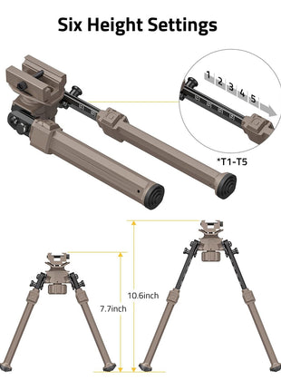 7.7-10.6 inches bipod