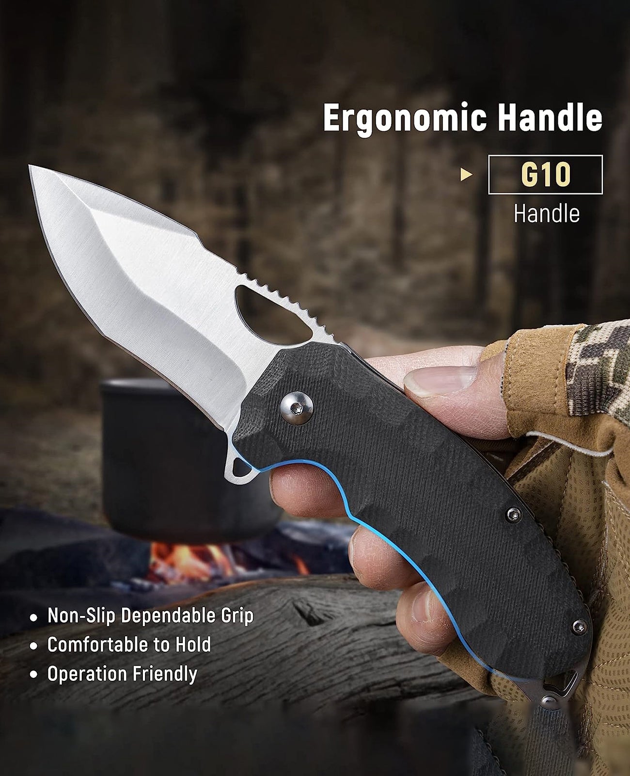 CVLIFE Pocket Knife for Men, 3.1'' Ultra Sharp Blade G10 Handle