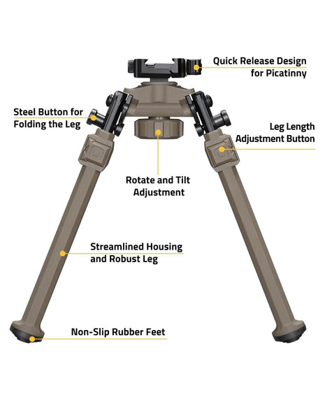 CVLIFE Quick Release Bipod Swivel Tilt Picatinny Bipod 360 Degrees Adjustable Bipods