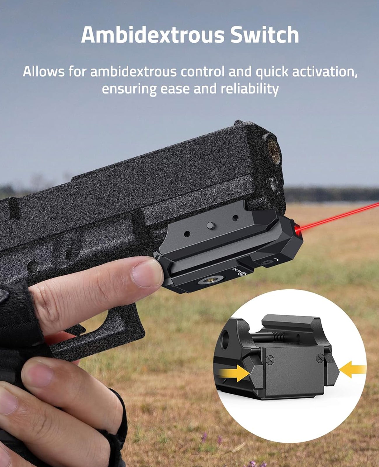 thumbnail image 2 of EZshoot Compact Pistol Laser Sight - Green/Red Adjustable Rail Mount 2 of 11