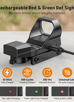 Rechargeable Motion Awake Green & Red Dot Sight