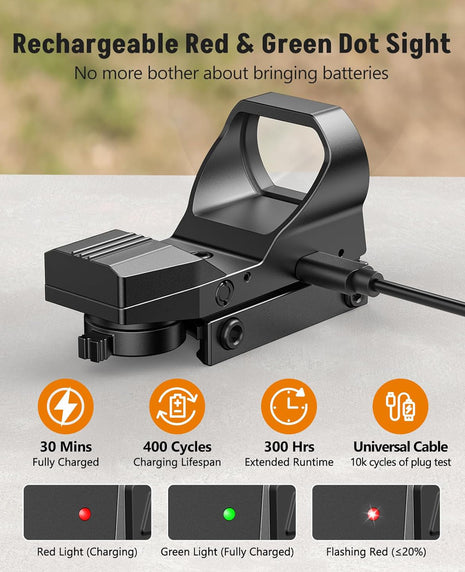 Rechargeable Motion Awake Green & Red Dot Sight