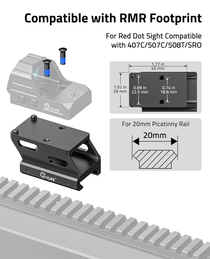 CVLIFE Red Dot Riser Mount Reflex Sight Optic Riser Plate for Picatinn