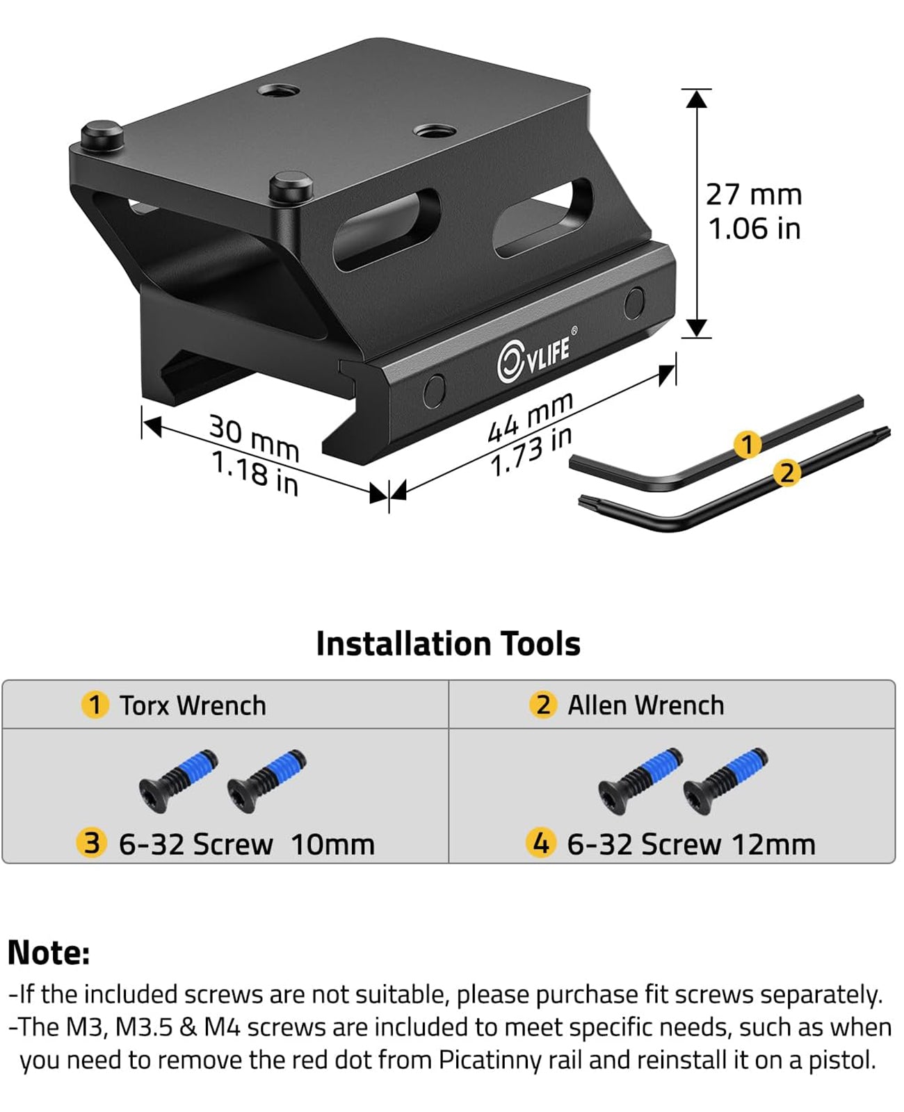 CVLIFE Red Dot Riser Mount Reflex Sight Optic Riser Plate for Picatinn