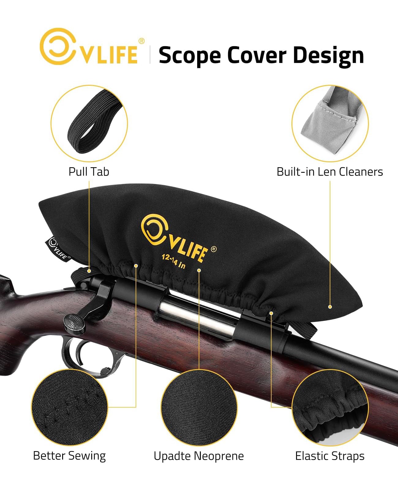 CVLIFE Scope Cover, Waterproof Neoprene Rifle Scope Cover