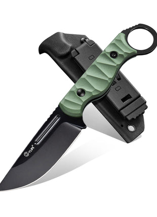 CVLIFE Small EDC Fixed Blade Knife with Kydex Sheath, 3.3" 14C28N Titanium-Plated Blade