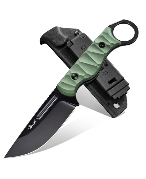 CVLIFE Small EDC Fixed Blade Knife with Kydex Sheath, 3.3" 14C28N Titanium-Plated Blade