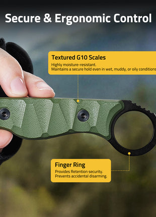 CVLIFE Small EDC Fixed Blade Knife with Kydex Sheath, 3.3" 14C28N Titanium-Plated Blade
