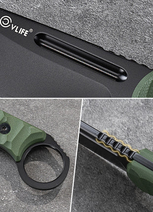 CVLIFE Small EDC Fixed Blade Knife with Kydex Sheath, 3.3" 14C28N Titanium-Plated Blade