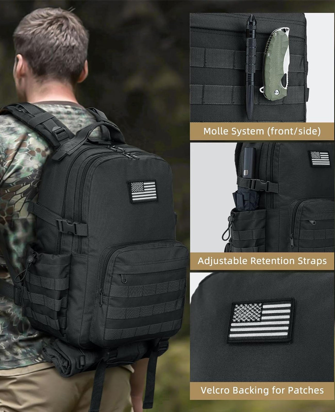 CVLIFE Tactical Backpack for Men Women,40L Molle Military Backpacks