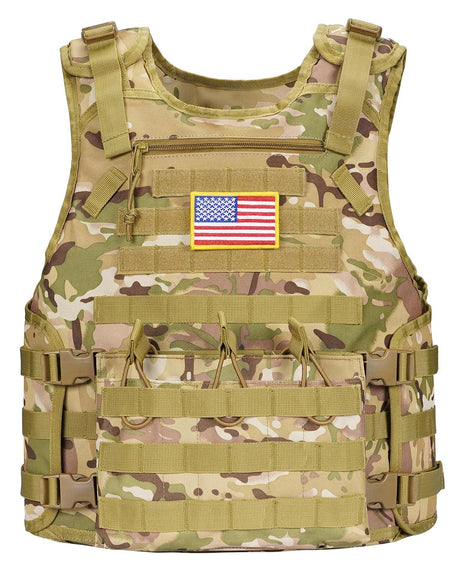 CVLIFE Tactical Vest with Zipper Bag Molle Webbing System