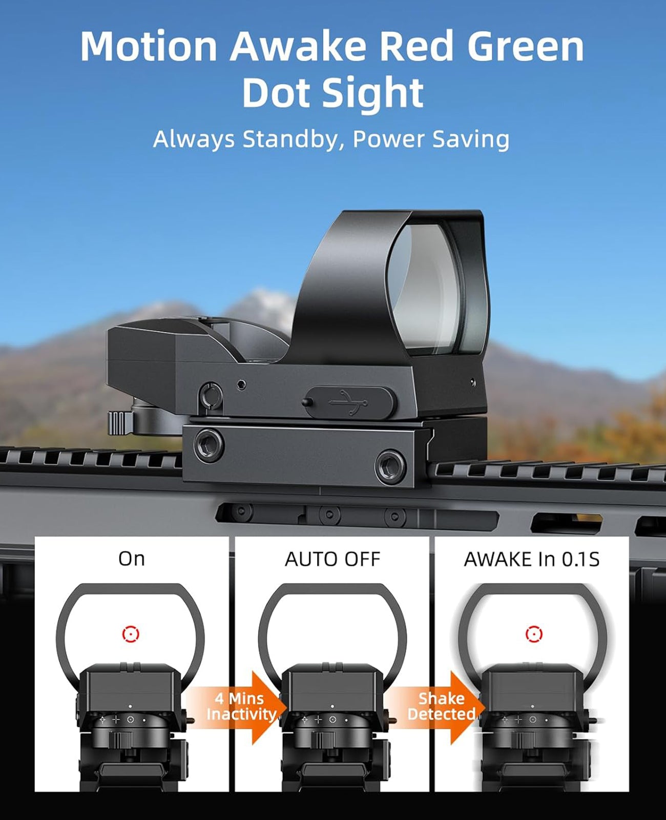 CVLIFE WolfCovert Red Dot Sight Compatível Com Pegada RMR E MOS Motion Awake SHO