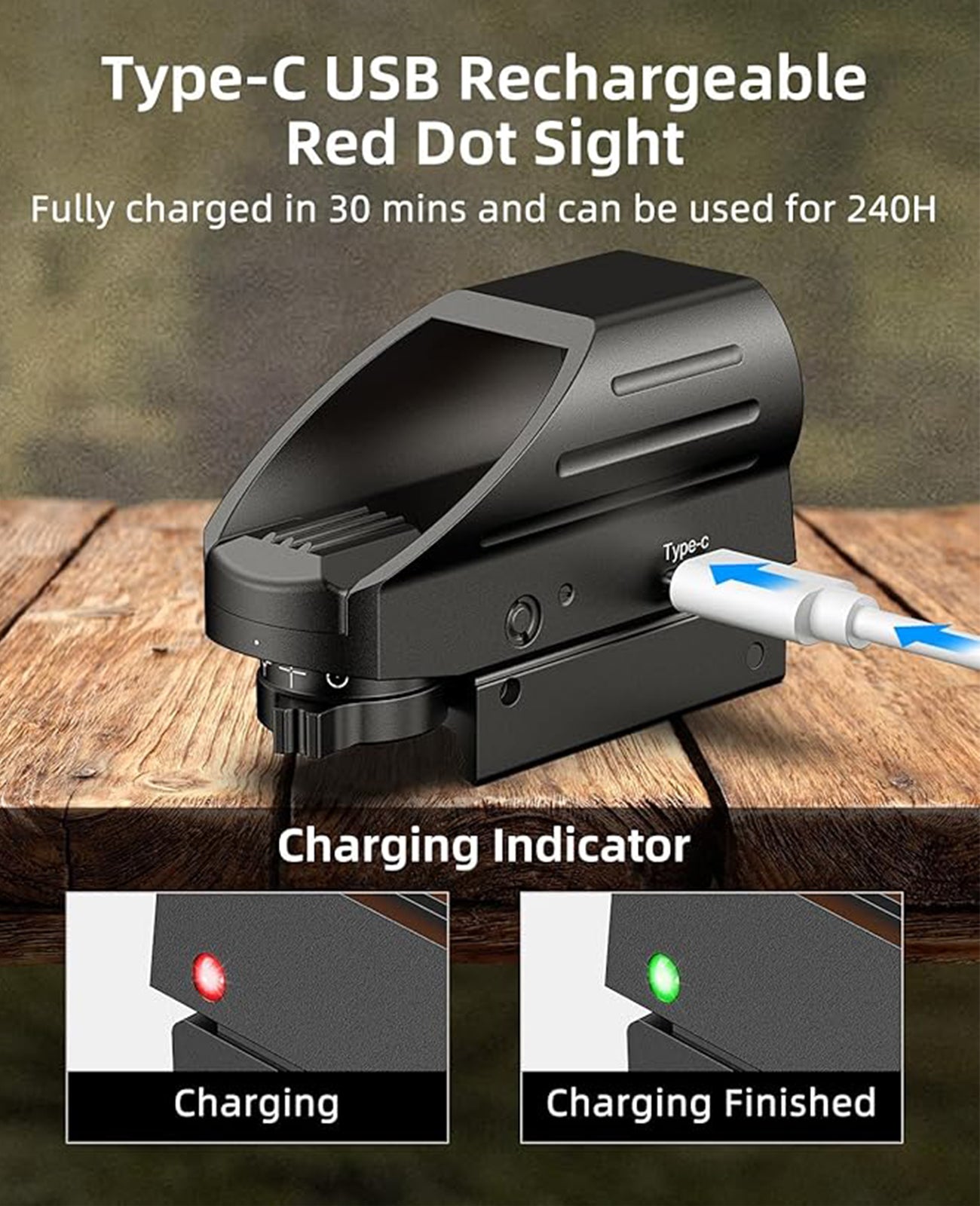 Resight Kit CVLIFE WolfCloak Rechargeable Red Dot Sight
