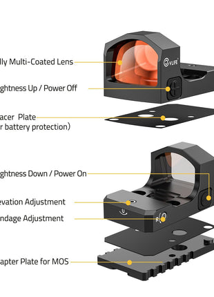 CVLIFE WolfCloak X02 Motion Awake Red Dot Sight