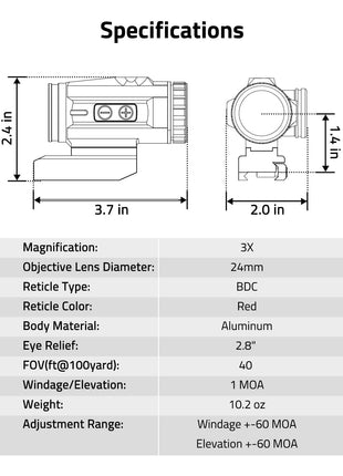 3X Prism Scope Specifications