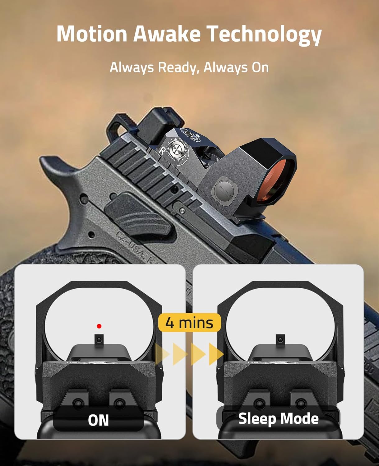 CVLIFE WolfCovert Dot Sight with Motion Awake (for RMR Footprint Pisto