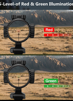 5-level-of red & green illumination - CVLIFE 1-10x24 LPVO Rifle Scope with Cantilever Mount