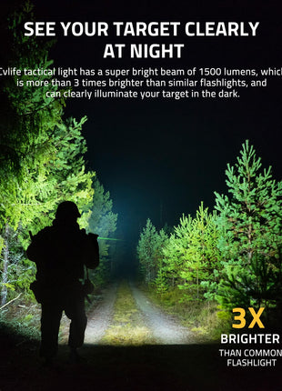 see your target clearly at night - CVLIFE 1500 Lumens Laser Light Combo for Pistol