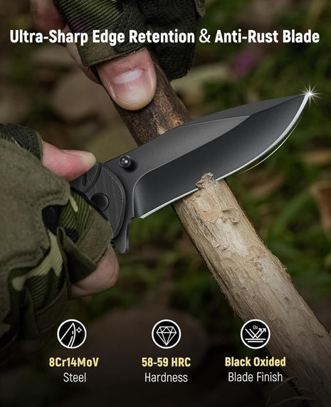 CVLIFE 2.99'' Handle Pocket Folding Knife with Ultra-Sharp Edge Retention & Anti-Rust Blade