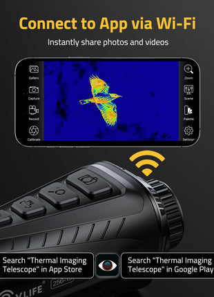 Connect to App via Wi-Fi - CVLIFE 256x192 15mm Lens 1024x768 HD Display Thermal Monocular