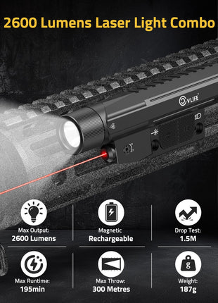CVLIFE 2600 Lumens Easy Touch Switch Rifle Laser Light Combo