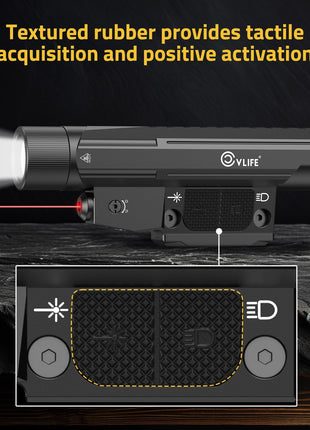 textured rubber - CVLIFE 2600 Lumens Easy Touch Switch Rifle Laser Light Combo