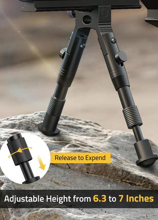 CVLIFE 3-in-1 Picatinny Bipod with Swivel Stud and Barrel Clamp Adapter - 6.3-7 inches