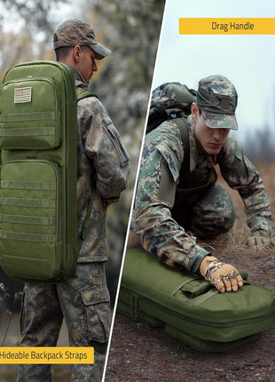 CVLIFE 30inch Tactical Gun Bag Rifle Backpack with Hideable Backpack Straps for Hunting Shooting