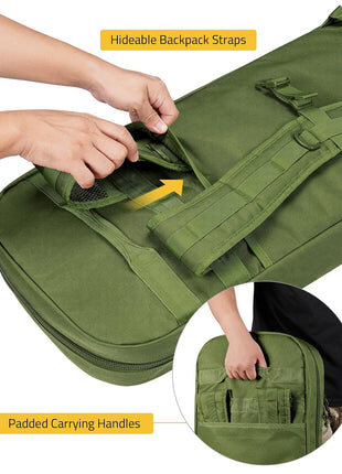 CVLIFE 30inch Tactical Gun Bag Rifle Backpack with Hideable Backpack Straps for Hunting Shooting