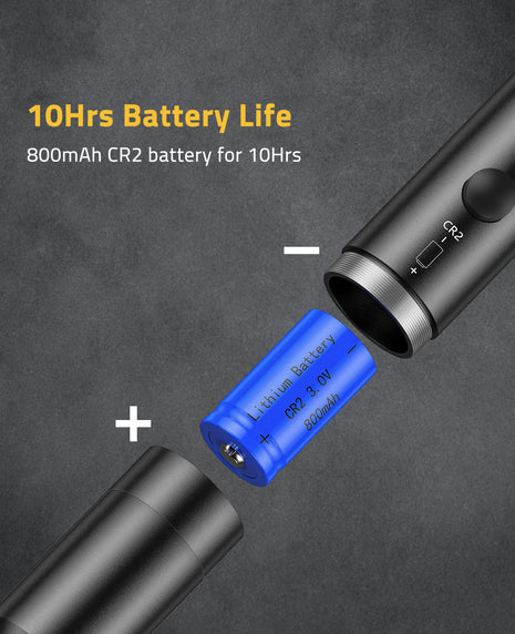 10Hrs Battery Life
800mAh CR2 battery for 10Hrs
