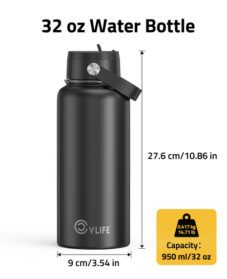 Size of CVLIFE 32 Oz Insulated Water Bottle