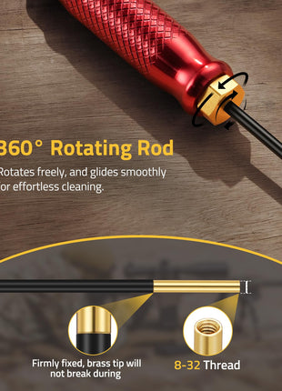 360° Rotating Rod - CVLIFE 36” Gun Cleaning Rod Bore Guide for .22 to .50 Caliber