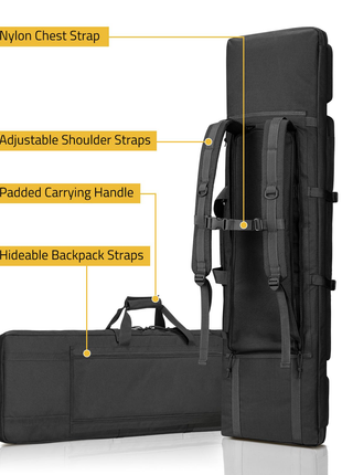 Straps and Handles of CVLIFE 46" Soft Rifle Case Tactical Double Long Gun Bag