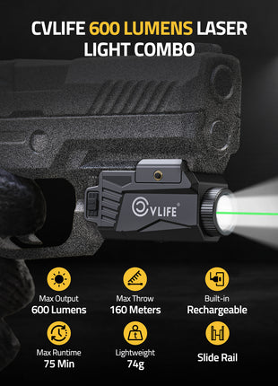 CVLIFE 600 Lumens Pistol Light Laser Combo