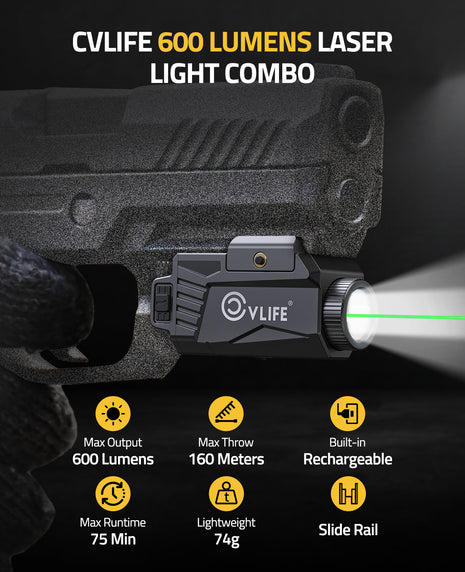 CVLIFE 600 Lumens Pistol Light Laser Combo