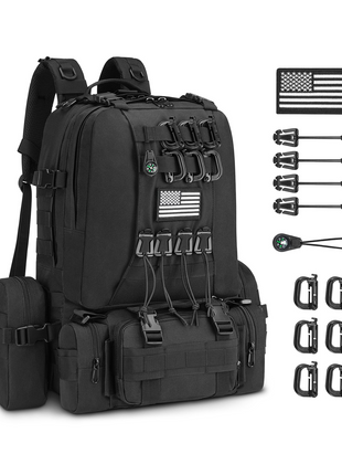 CVLIFE 60L Backpack for Men Women Large Rucksack - black