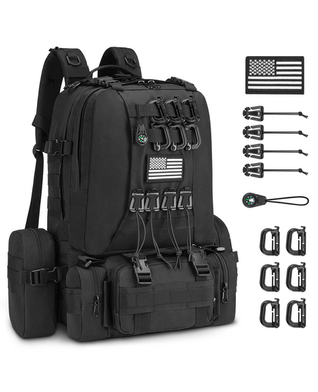 CVLIFE 60L Backpack for Men Women Large Rucksack - black