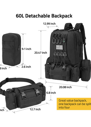 CVLIFE 60L Backpack for Men Women Large Rucksack